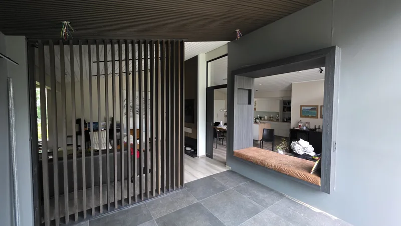 Slatted wall as a room divider