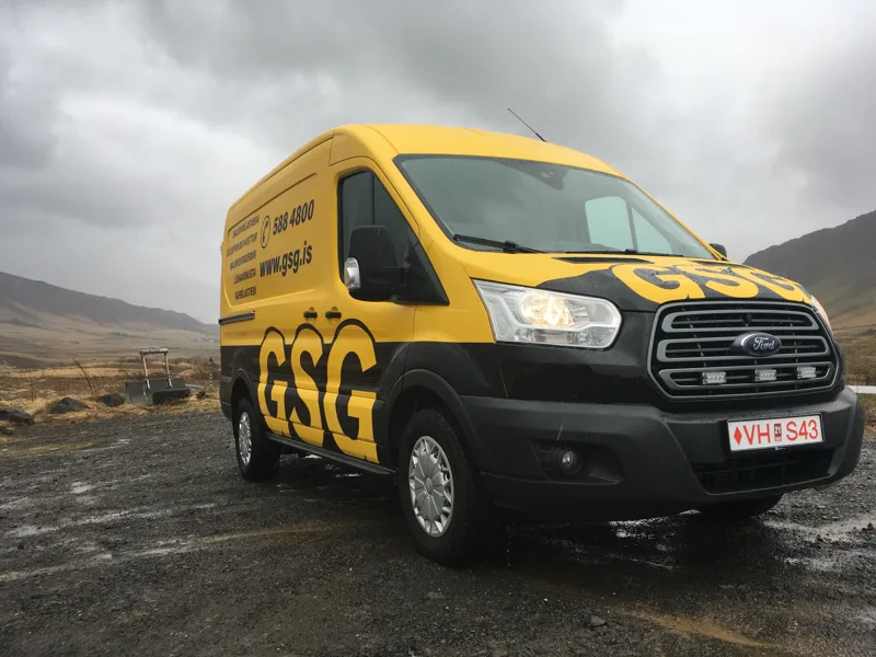 Fully wrapped van with printed vehicle graphics